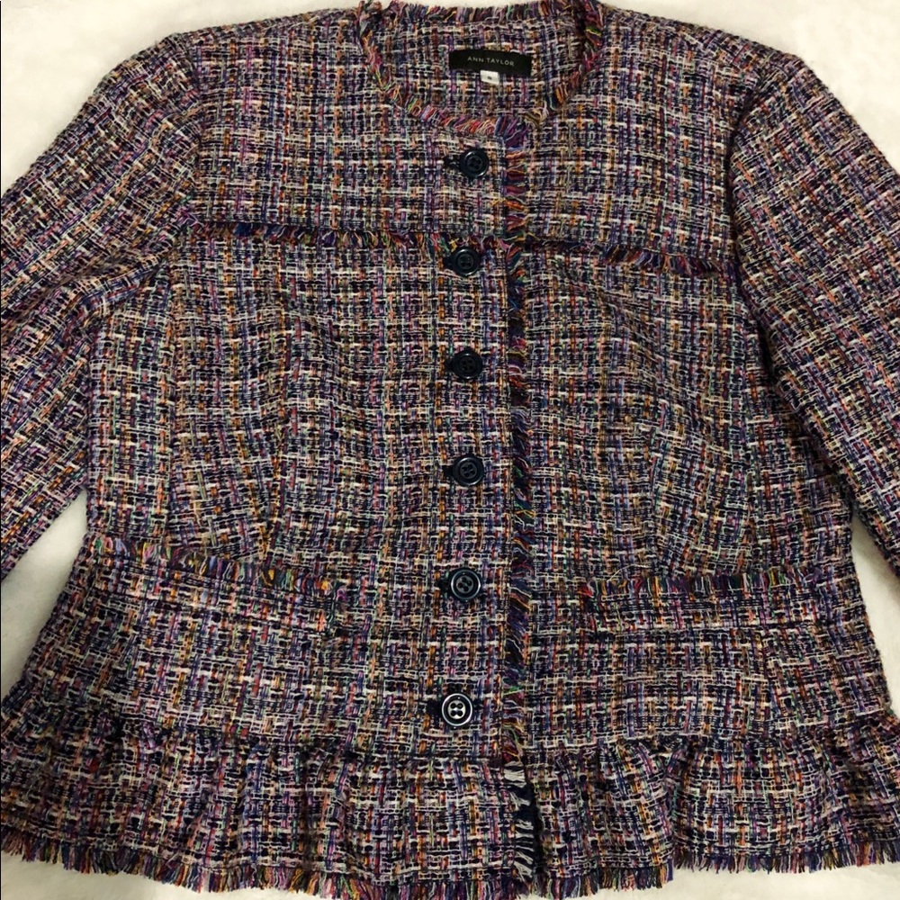 Ann Taylor Tweed Ruffle Jacket